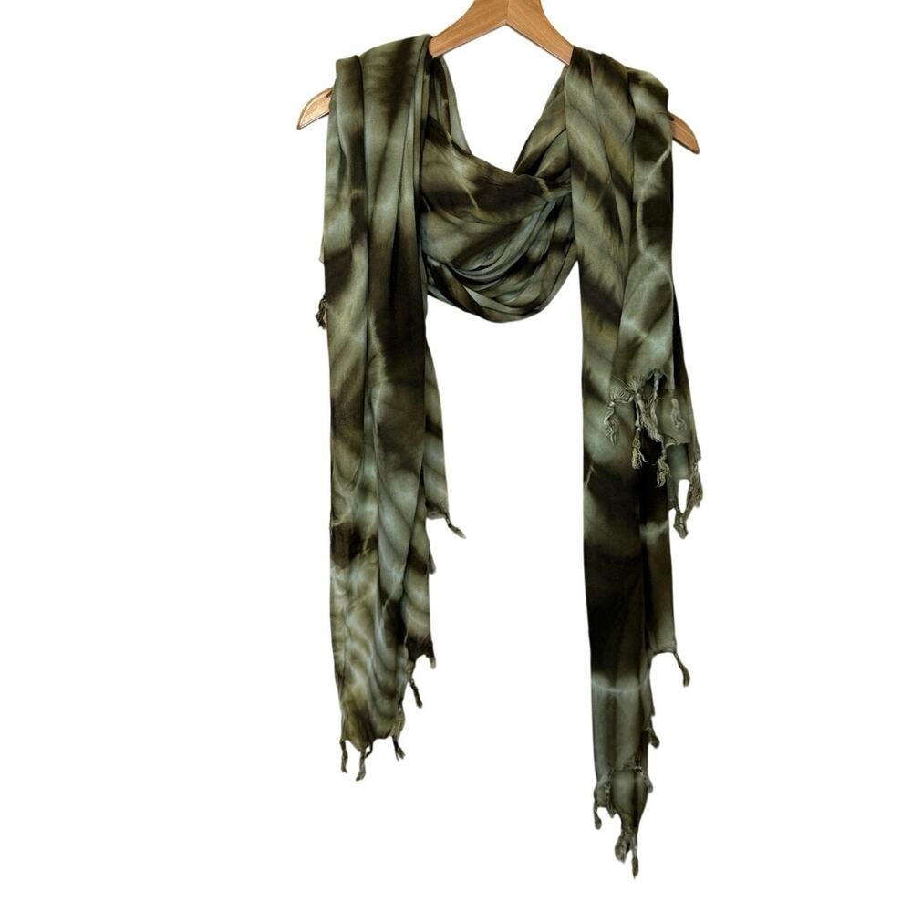 Boho Tie Dye Mermaid Core Beach Fringe Trim Sarong Shawl Scarf Green
